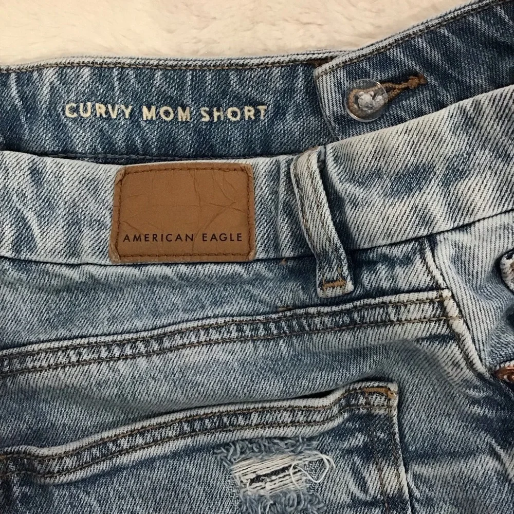 American Eagle 2 Curvy Mom Denim Shorts Stretch High Rise Crossover Waistband